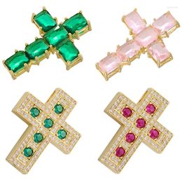 Charms ZHUKOU Cross For Jewellery Making Cubic Zirconia Pendant Diy Handmade Necklaces Pendants Accessories Wholesale VD1403