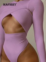 Women's Jumpsuits Rompers Women Solid Hollow Out Long Sleeve Playsuits Spring Autumn Sexy Nightclub High Waist Ladies Bodysuits Skinny Romper Dropshipping P230419