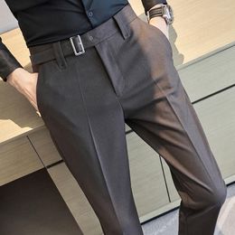Men's Suits 2023 Male Business Trousers High-Quality White Trousers/Men Slim Fit Fashion Casual Suit Pants High Waist Solid Bottoms Clothing