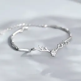 Charm Bracelets S925 Silver Plated Zircon Deer Bracelet For Women Girls Elegant Party Christmas Jewelry Gift Pulseras Sl242