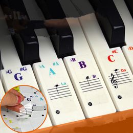 49/54/61/88 Colour Transparent Piano Keyboard Stickers Electronic Keyboard Key Piano Stave Note Sticker Symbol for White Keys