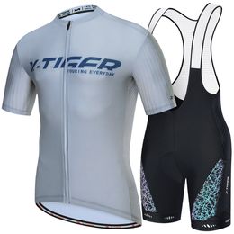 Cycling Jersey Sets X-TIGER Men's Cycling Jersey Set Gradient Series Breathable Shirt3D Cushion Shorts Padded Pants/Bib Short Bike Short Sleeve Set 230420