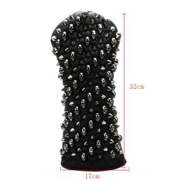 Other Golf Products Golf Head Cover Skull Rivets PU Leather For Driver Fairway #3 #5 Hybrids 231120