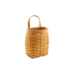 Storage Baskets Wooden Hand-woven Wall Hanging Mount Fruit Basket Bread Serving Tray QX2E