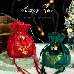 Gift Wrap 50pcs Christmas Candy Bag Xmas Apple Velvet Drawstring Packing Wedding Birthday Party Favour Wrapping Box Wholesale 231120