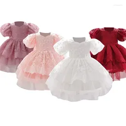 Girl Dresses Baby Girls Tulle Princess Dress Flower Elegant 1st Baptism Birthday Party Ball Gown Summer Kids Wedding Evening Formal