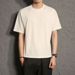 Men's T-Shirts B1285-Short-sleeved t-shirt men's summer white cotton round neck Slim print trend half sleeve 230420