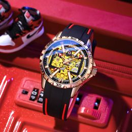 New authentic top ten watches men's fully automatic mechanical watch hollowed out brand name waterproof luminous trend style