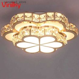 Ceiling Lights Modern Led Crystal Ceiling Lamp Flower Gold Kitchen Ceiling Chandelier Lights Aisle Corridor Stairs Plafonnier Lustre Luminaires Q231120