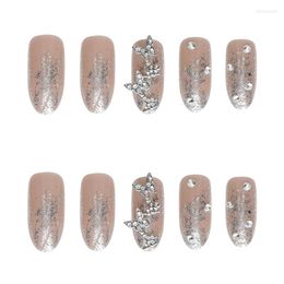 False Nails Rhinestone Butterfly Christmas Snowflake Fake Seamless Removable Nail Art Colorful Press On Tips