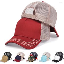 Ball Caps Solid Color Summer Trucker Hat Men Women Baseball Cap Pure Cotton High Quality Mesh Hip Hop Net HatS