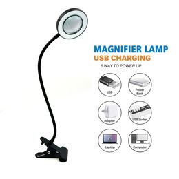 Magnifying glass with light Tattoo Beauty learning working light Adjustable light and Colour universal hose eye protection reading clip light