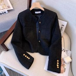 Womens Jackets Spring and Autumn High Quality Korean Luxury Lace Wool Brand Elegant Coat Black Jacket Casaco 231118