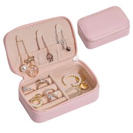 Storage Boxes Bins Protable Leather Jewellery Earrings Ring Necklace Case Jewel Packaging Travel Cosmetics Beauty Organiser Container 230419