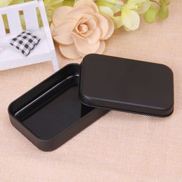 Mini Tin Gift Box Small Empty Black Metal Storage Box Case Organiser Container