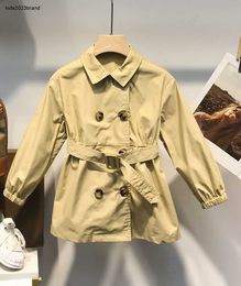 New kids designer coat autumn Double breasted lace up waist design baby jacket Size 100-150 khaki windbreaker for girl boy Nov20