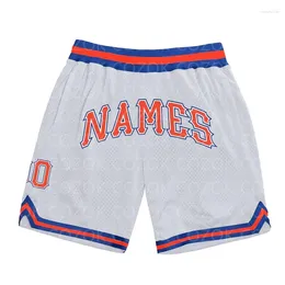 Men's Shorts Custom Navy Blue Orange Authentic Basketball 3D Printed Men Name Mumber Quick Drying Beach