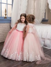 Girl Dresses 2023 Romantic Colorful Puffy Lace Flower Dress For Weddings Organza Ball Gown Party Communion Pageant