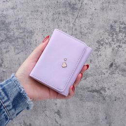 Wallets Fashion Ladies Wallet Short Paragraph Simple Heart-shaped Mini Student Purse Solid Colour Clutch Card Bag