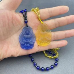 Pendant Necklaces Green Crystal Colour Vintage Tibetan Amitabha Buddha Buddhist Necklace Amulet Lucky Fashion Jewellery