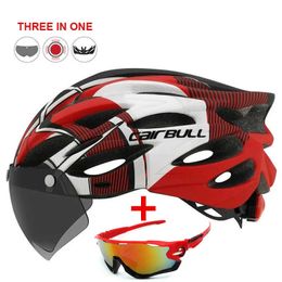 Cycling Helmets Ultralight Cycling Safety Helmet Outdoor Motorcycle Bicycle Taillight Helmet Removable Lens Visor Mountain Road Bike Helmet P230419