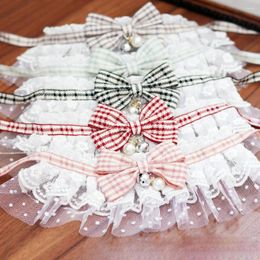 Cat Collars Summer Pet Lace Bibs Cats And Dogs Bell Accessories Tulle Necklace