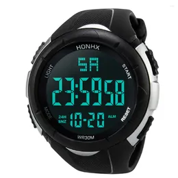 Wristwatches Luxury Trend Big Dial Led Digital Mens Watch Military Army Analogue Male Sports Hand Clock Waterproof Student Black Wristwatch