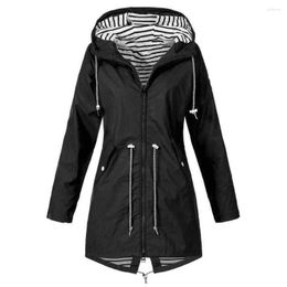 Women's Jackets 2023 Women's Solid Color Rain Jacket Outdoor Waterproof Windproof Coat Women Autumn Warm Winter Long Chaqueta Mujer