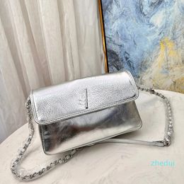 2023-Chain Bag Messenger Handbags Envelope Bags Women Crossbody Bags Genuine Leather Slive Hardware Flip Wallet Interior Zip Pocket Fashion Letter