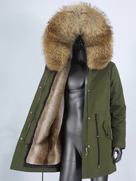 Women's Down Parkas 2023 Waterproof Men Natural Big Real Raccoon Fur Coat Long Winter Jacket Collar Hooded Thick Warm Streetwear 231120