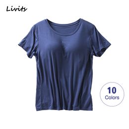 Women's T-Shirt Women T-Shirts With Chest Pad Stretchable Push Up Tops Tee Short Sleeve Sexy Casual Korean SA1202 230420