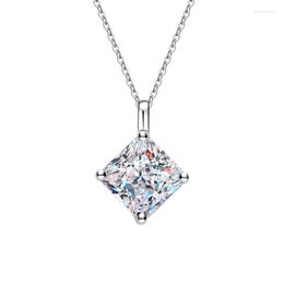 Chains ZFSILVER Fashion Trendy Classic Charms 925 Silver Moissanite Pendants Princess Square Necklace Women Accessories Wedding Jewelry