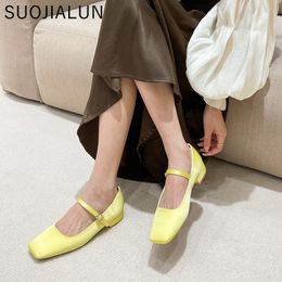 SUOJIALUN Summer Women Flat Round Toe Shallow Soft Ballerina Shoes Ladies Casual Dress Ballet Loafers Classics Mujer 230419