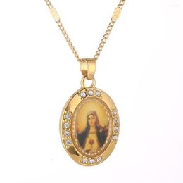 Pendant Necklaces Gold Colour Virgin Mary Necklace Women Religious Prayer Charm Jewellery Gift