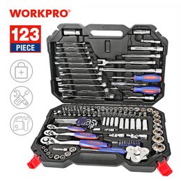 Other Hand Tools WORKPRO Tool Set Hand Tools for Car Repair Ratchet Spanner Wrench Socket Set Professional Bicycle Car Repair Tool Kits 230419