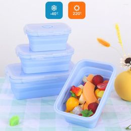 Dinnerware Sets 3Pcs/Set 350/500/800ml Sealed Lunch Boxes Leak-proof Portable Silicone Bento Refrigerator Containers Office Accessories