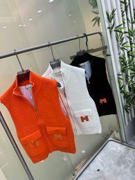 Highend Mens Vest 패션 포켓 스티칭 디자인 지퍼 니트 조끼 고품질 고품질 브랜드 디자이너 조끼