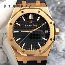 Ap Swiss Luxury Watch Royal Oak Series 15500or Men's Watch Black Plaid Dial Date 41mm Automatic Mechanical Watch Complete Set Ety8
