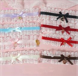 Charm Bracelets 1 Pair Lolita Girl Candy Colour Lace Bowknot Bracelet Women Jewellery B1475