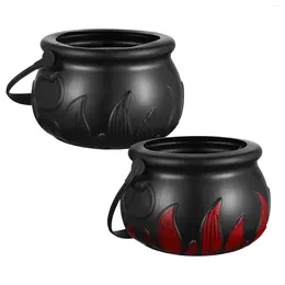 Plates 2 Pcs Witch Jar Bulk Sweets Pot Candy Party Halloween Container Lantern Portable Bucket Plastic Home Serving Dishes Sets