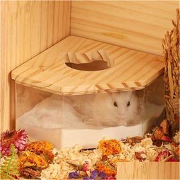 Small Animal Supplies Pet Sand Bath Box Fan-Shape Clear Bathroom House For Hamster Cage Corner Toilet Squirrels Drop Delivery Home Ga Dhkh4
