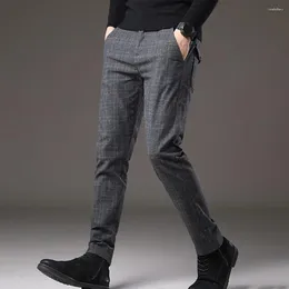 Men's Pants Comfortable Men Spring Breathable Plaid Slim-fit Soft Texture Elasticity Style