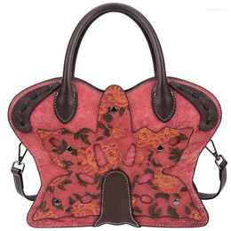 Evening Bags Luxury Big Handbag Women Designer Sale Items Retro Cow Leather Bag Handmade Embossed Real Lady Shoulder