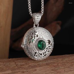 Pendant Necklaces Classical And Exquisite Gawu Box Inlaid Green Stone Necklace Can Be Opened Women's Jewellery Gift