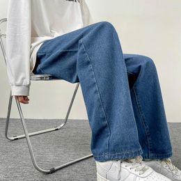 Men's Jeans 2023 Y2K Streetwear Baggy Men Korean Fashion Loose Straight Wide Leg Pants Male Brand Clothing Black Light Blue