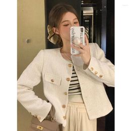 Women's Jackets Coat Short Style Small Fragrance Black White Loose All-match O-Neck Cardigan Tops Autumn Temperament Jacket