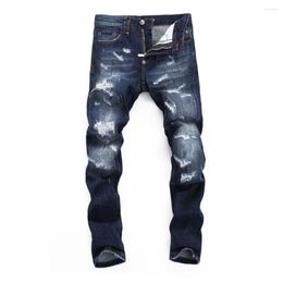 Men's Jeans PLEINXPLEIN Original Design Husband Blue Stretch Mens Slim Denim Trousers Skulls Pants For Men 8368