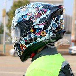 Motorcycle Helmets Kuqibao Helmet Full Personality Anti-fog With Light 3C Certification American DOT European ECE