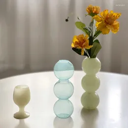 Vases Ins Nordic Glass Transparent Flower Bottles Gourd Shaped Hydroponic Plant Vase Creative Living Room Desktop Decoration