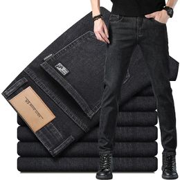Men's Jeans CUMUKKIYP Thick Autumn And Winter Stretch For Men With A Loose Straight Cut Business Casual Wear